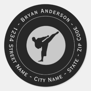 Sticker Rond Kickboxing - Martial Arts Return Adresse Label