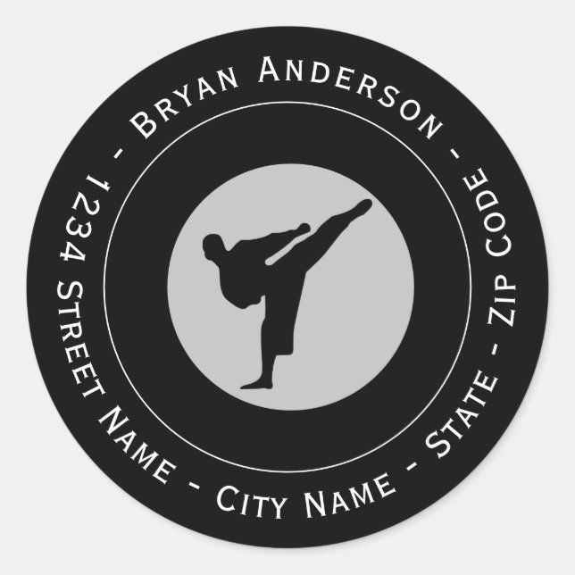 Sticker Rond Kickboxing - Martial Arts Return Adresse Label (Devant)