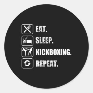 Sticker Rond Kickboxing Muay Thai Arts Martiaux Tigre Sak Yant