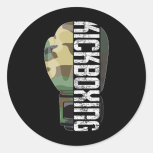 Sticker Rond Kickboxing Muay Thai Fitness Boxe Camouflage Glo