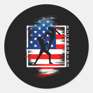 Sticker Rond Kickboxing pour arts martiaux de sportif Usa Patri