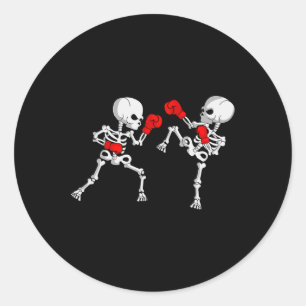 Sticker Rond Kickboxing Squelette Kickboxeur Boxe Mma