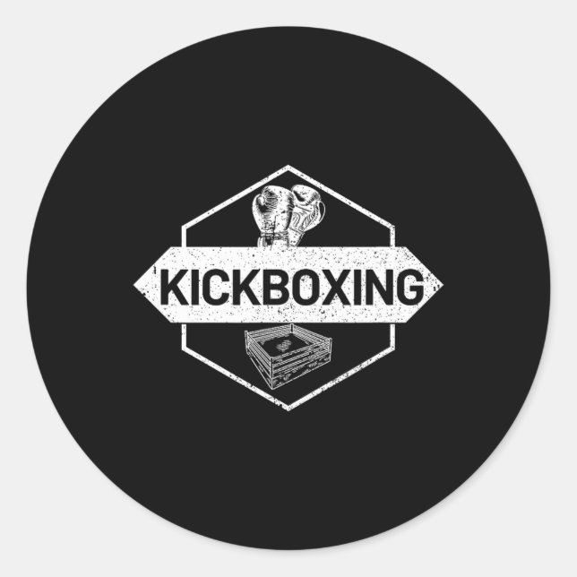 Sticker Rond Kickboxing sur le ring (Devant)