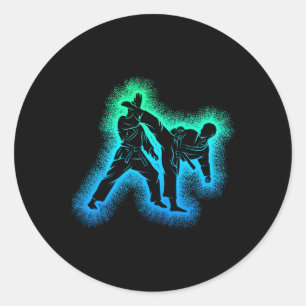 Sticker Rond Kickboxing Taekwondo Karaté Enfants Garçons