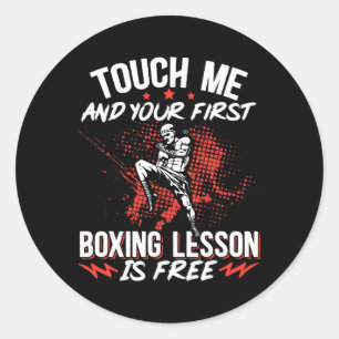 Sticker Rond Kickboxing Vintage Touch Me Et Votre Première Leço
