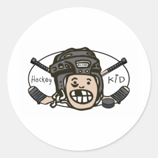 Sticker Rond Kid de hockey noir
