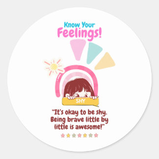 Sticker Rond Kid Emotion Featuring Shy
