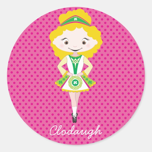 Sticker Rond KIDLETS :: Danseur irlandais blonde (Devant)
