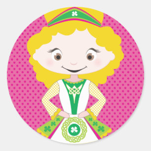 Sticker Rond KIDLETS :: Danseur irlandais blonde