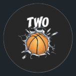Sticker Rond Kids 2 Year Old Basketball Birthday Party Theme 2<br><div class="desc">Enfants de 2 ans Basketball Anniversaire Thème de fête 2ème Garçon Fille Cadeau</div>