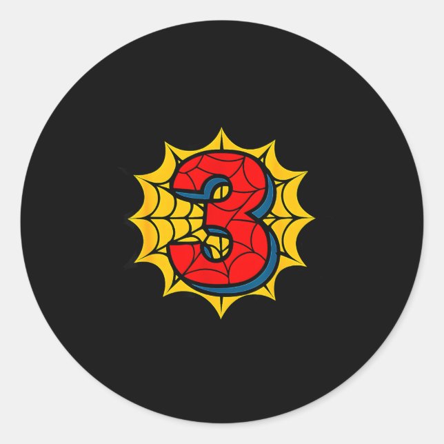 Sticker Rond Kids 3rd Birthday Sder Theme Party 3 Year Old Boys (Devant)