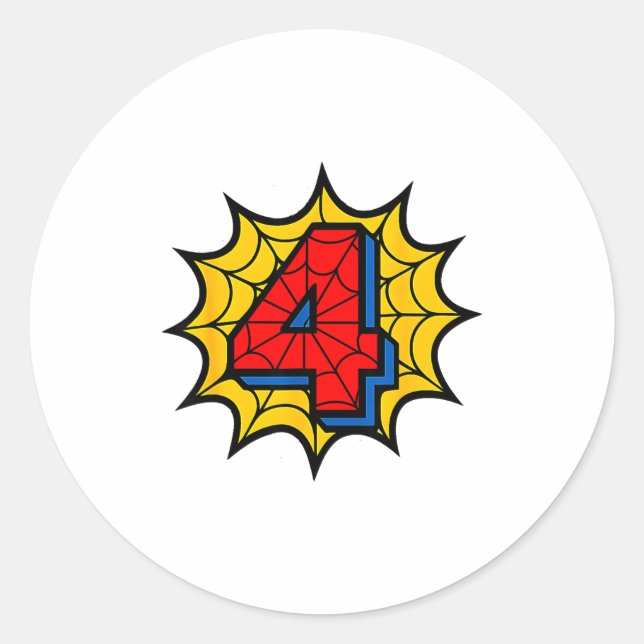 Sticker Rond Kids 4th Birthday Sder Theme Party 4 Year Old Boys (Devant)