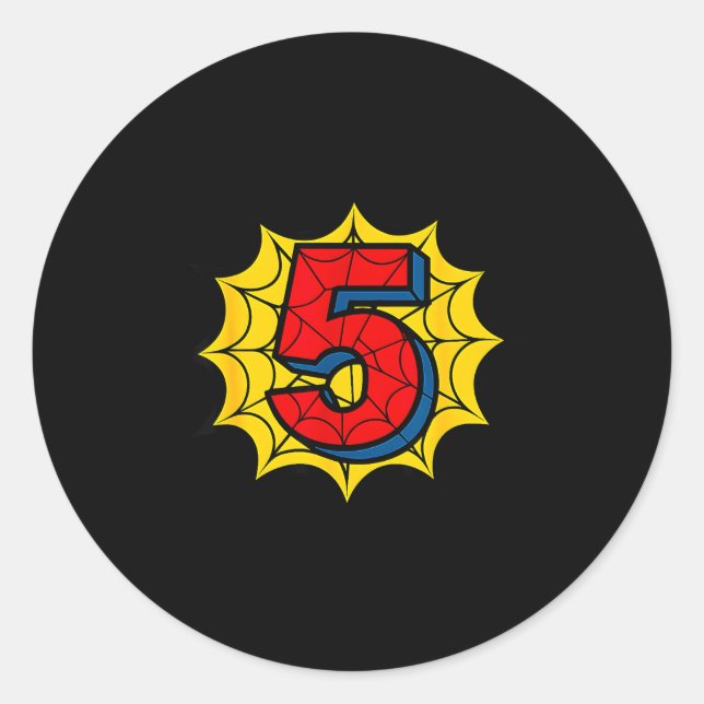 Sticker Rond Kids 5th Birthday Sder Theme Party 5 Year Old Boys (Devant)
