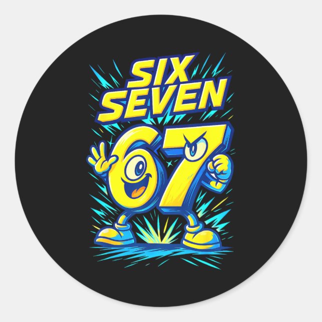 Sticker Rond Kids 67 Six Seven Italian Brainrot 6 7 Funny Meme  (Devant)