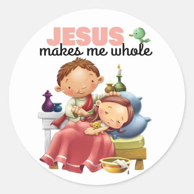 Sticker Rond Kids Bible verse Obtenez une meilleure page d'auto (Devant)