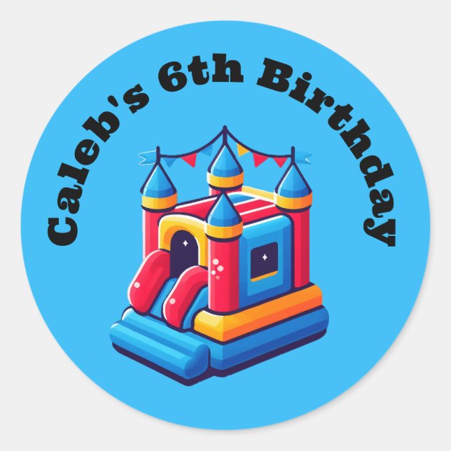 Sticker Rond Kids Castle Party Bounce House Anniversaire Jump P (Devant)
