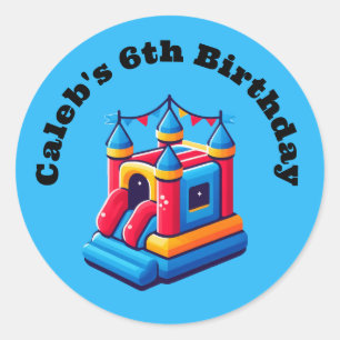 Sticker Rond Kids Castle Party Bounce House Anniversaire Jump P