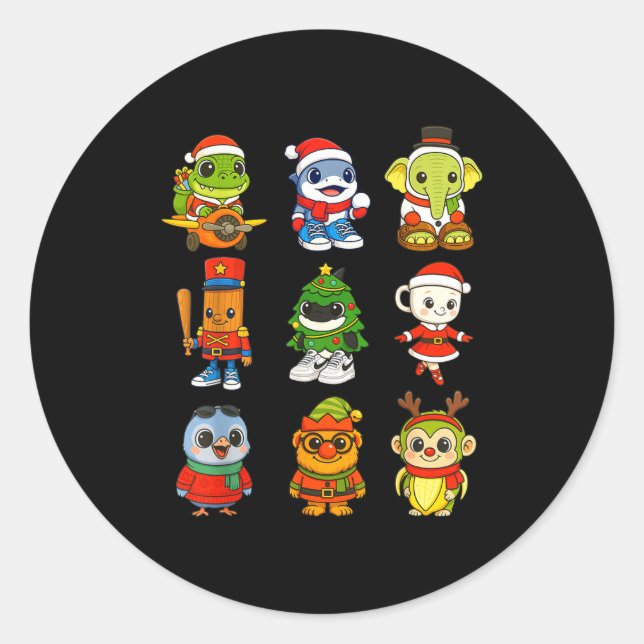 Sticker Rond Kids Christmas Brainrot Pajama Boy Los Dicen Ai Ho (Devant)