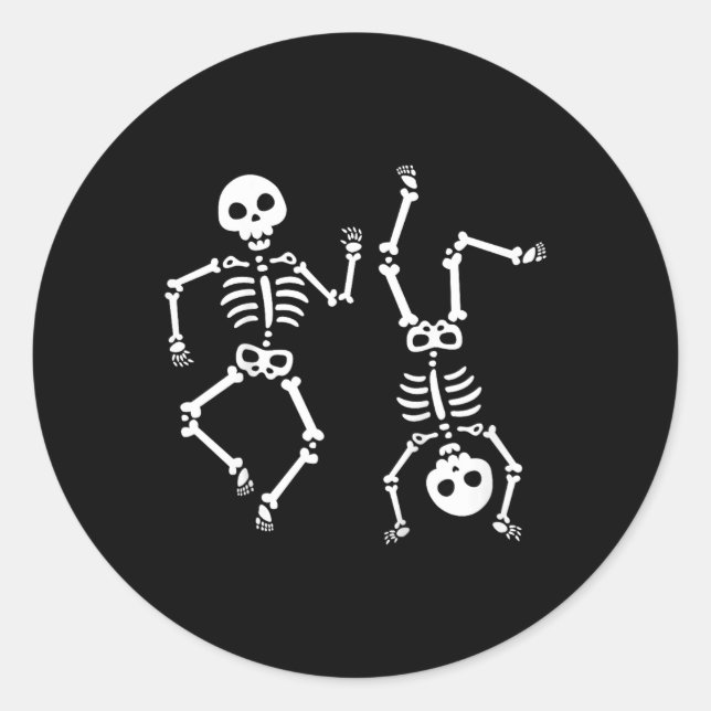 Sticker Rond Kids Dancing Skeletons Chemise Halloween Pour Boy  (Devant)