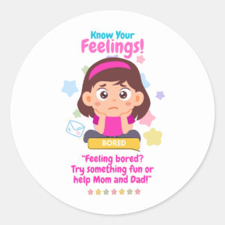 Sticker Rond Kids Emotion Featuring Bored