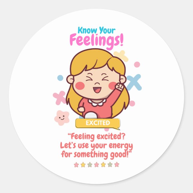 Sticker Rond Kids Emotion Featuring Excited (Devant)