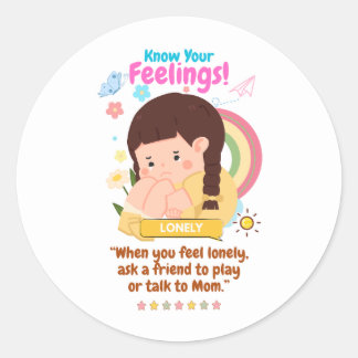 Sticker Rond Kids Emotion Featuring Lonely