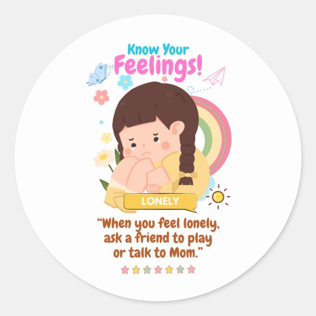 Sticker Rond Kids Emotion Featuring Lonely (Devant)