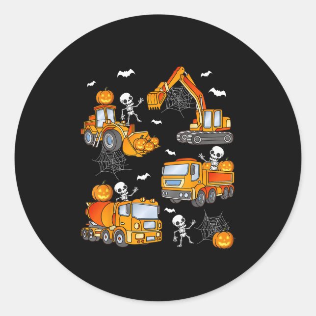 Sticker Rond Kids Halloween Construction Trucks Costume Toddler (Devant)