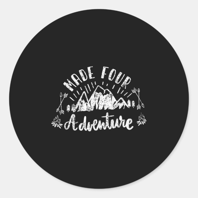 Sticker Rond Kids Made Four Adventure 4th Birthday Camping  (Devant)
