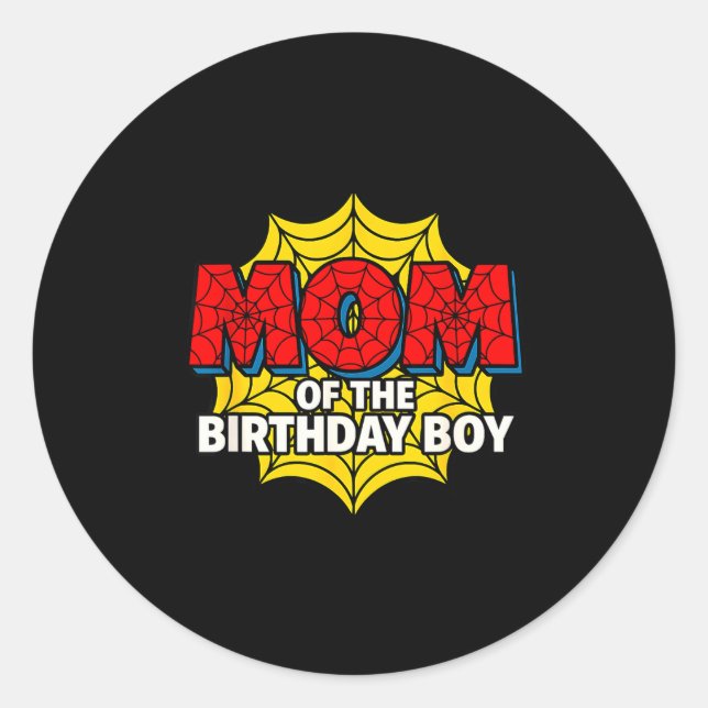 Sticker Rond Kids Mom Of The Birthday Boy Sder Theme Party Matc (Devant)