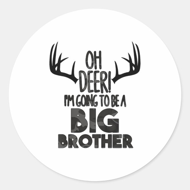 Sticker Rond Kids Oh Deer Big Brother Hunting Pregnancy Announc (Devant)