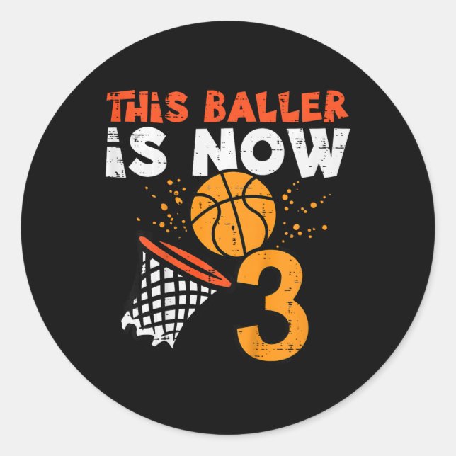 Sticker Rond Kids This Ller Is Now 3 Sketll 3rd Birthday Bday B (Devant)