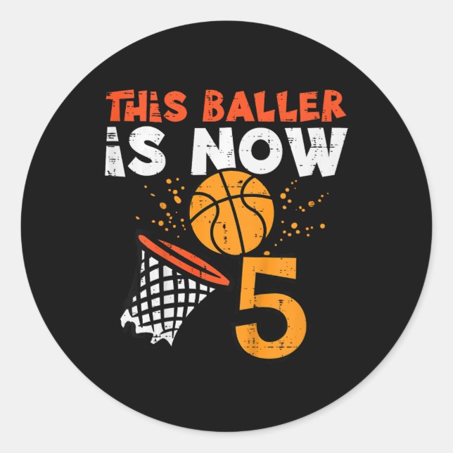 Sticker Rond Kids This Ller Is Now 5 Sketll 5th Birthday Bday B (Devant)