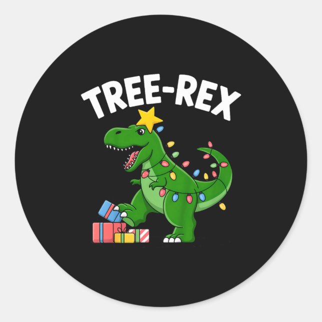 Sticker Rond Kids Tree-rex Christmas Dinosaur T-rex Shirt Toddl (Devant)