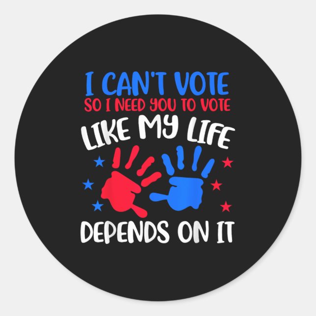 Sticker Rond Kids Voting Shirt I Can't Vote Future Voters Girls (Devant)