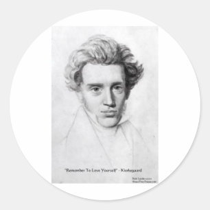 Sticker Rond Kierkegaard "S'aimez Vous-Même" Citations Amoureus