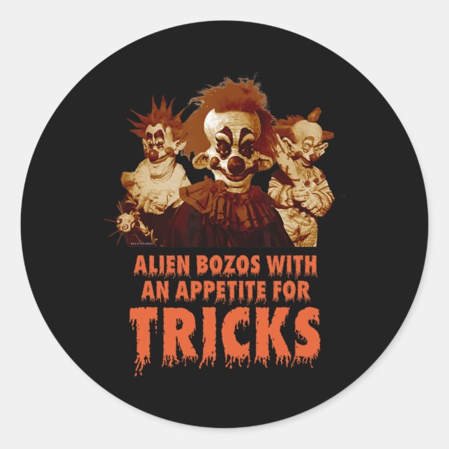 Sticker Rond Killer Klowns De L'Espace Extérieur Halloween Joue (Devant)