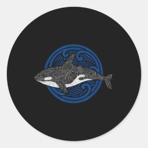 Sticker Rond Killer Whale Design Ocean Waves Hommes Garçons Enf