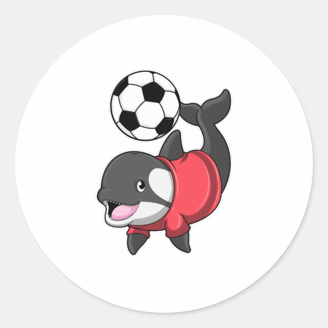 Sticker Rond Killerwhale comme joueur de football avec Soccer (Devant)