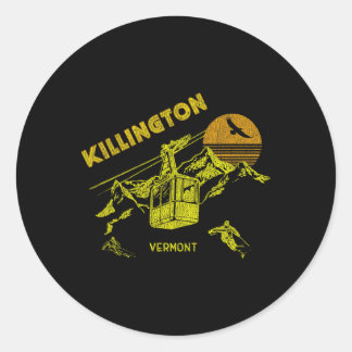 Sticker Rond Killington Vermont Tee de ski rétro en détresse 