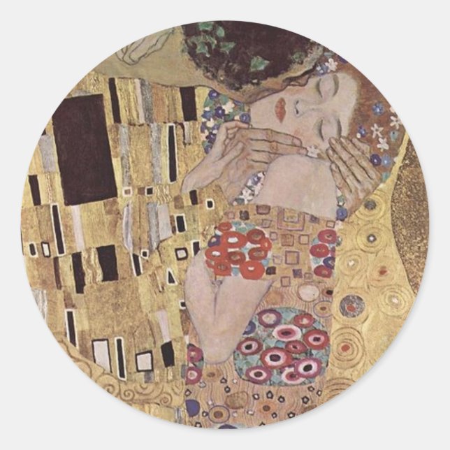 Sticker Rond Kilmt : "Le baiser" (Devant)