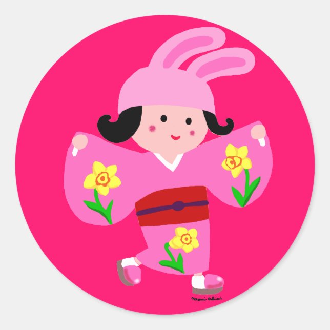 Sticker Rond Kimono Girl Usagi (Devant)