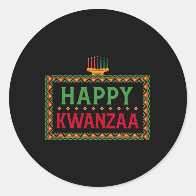 Sticker Rond Kinara Sept Bougies Principes De Kwanzaa Happy K (Devant)