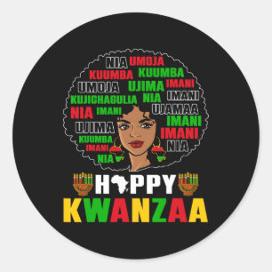 Sticker Rond Kinara Sept Principes Afrique-Amérique Kwanzaa A