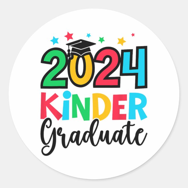 Sticker Rond Kinder Graduate Kindergarten 2024 Cadeaux d'études (Devant)