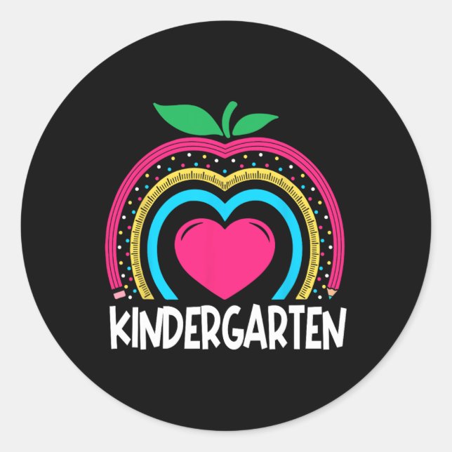 Sticker Rond Kindergarten Boho Rainbow enseignant équipe Kinder (Devant)