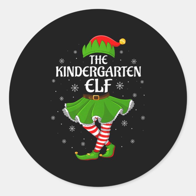 Sticker Rond Kindergarten Elf Christmas Family Girls Women Elf  (Devant)