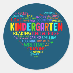 Sticker Rond Kindergarten Team Heart Retour à l'école Enseignan