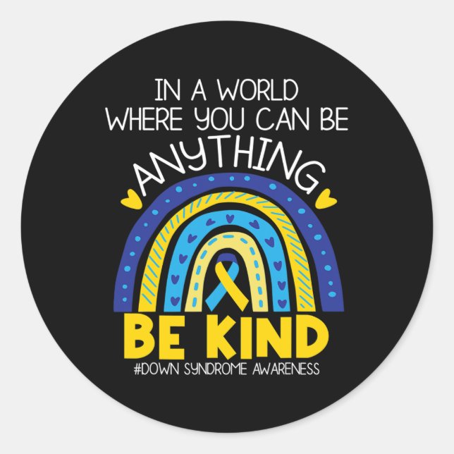 Sticker Rond Kindy - Sensibilisation au syndrome du bas Bleu Ja (Devant)