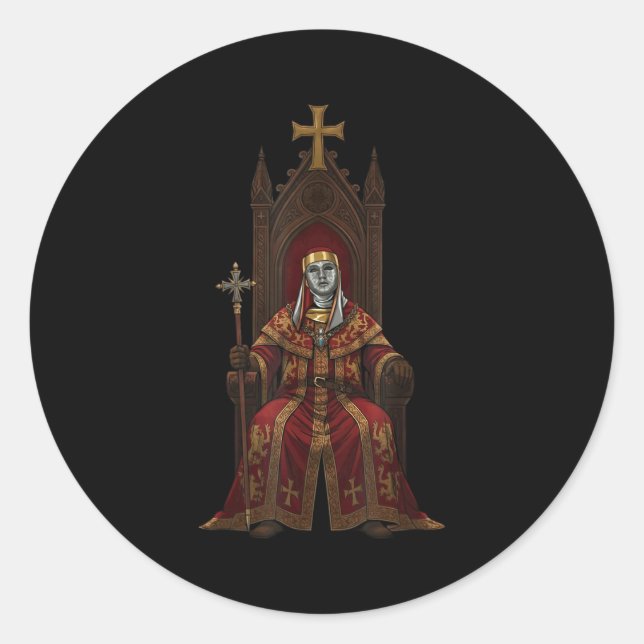 Sticker Rond King Baldwin Iv Floral Mask Medieval Art Crusader  (Devant)